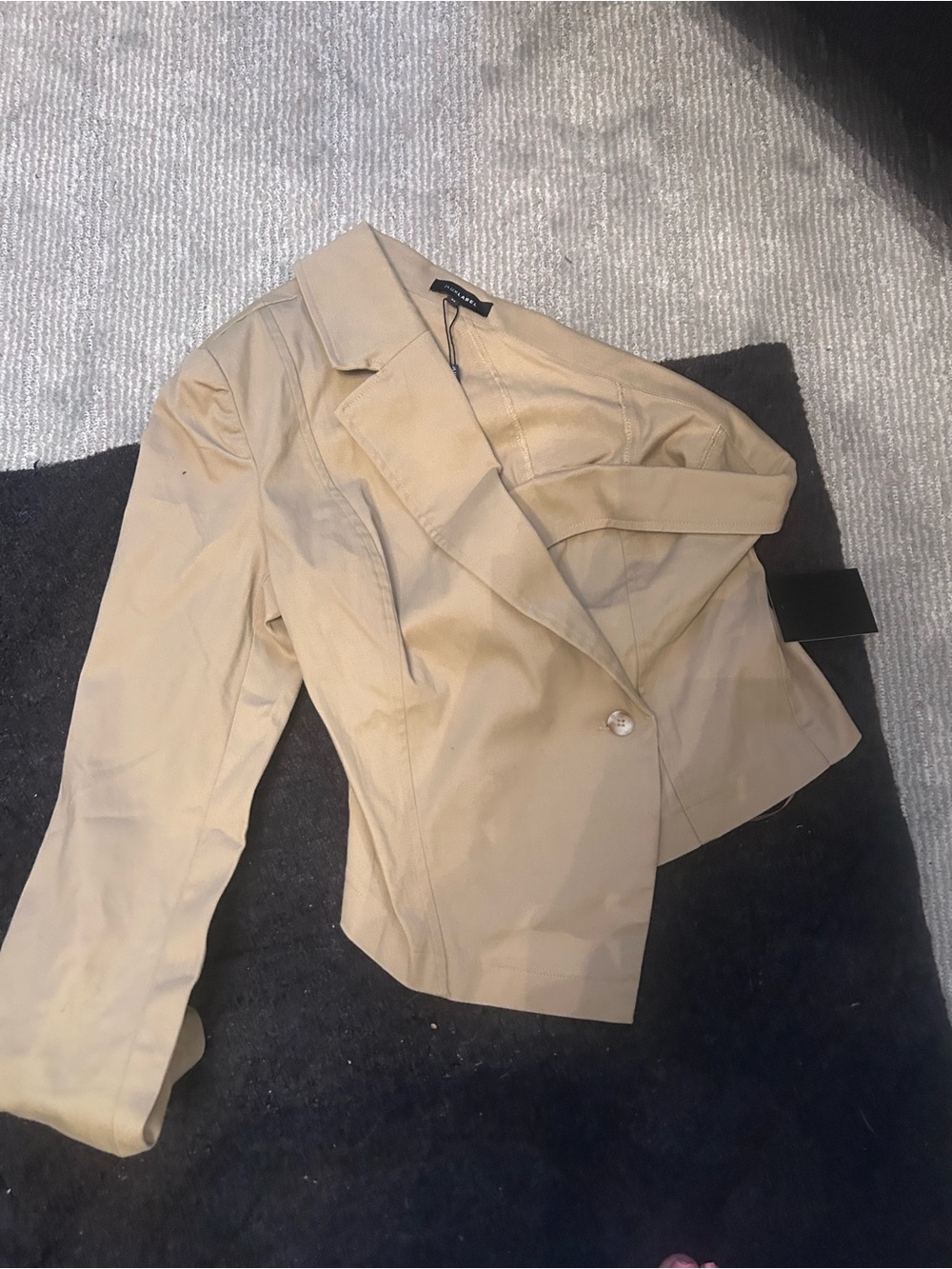 JLUXLABEL Women's Beige Single-Button Cropped Blazer